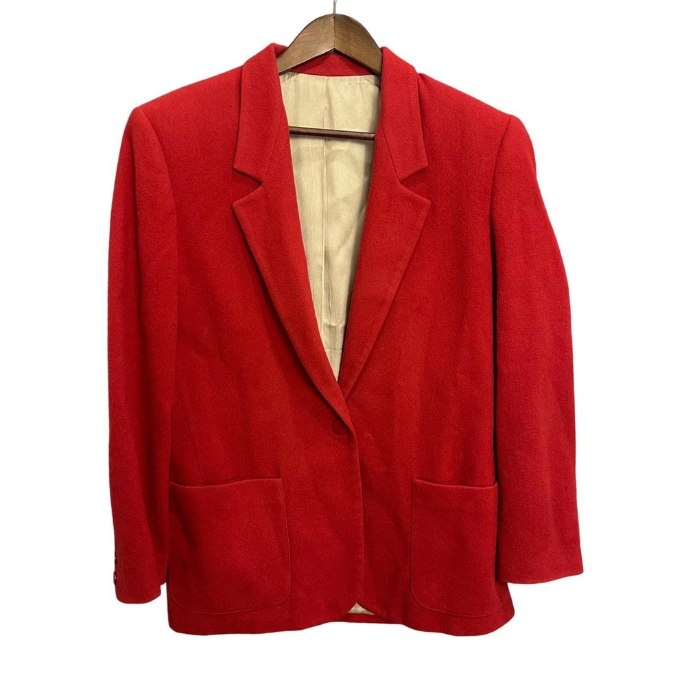 Lands End Wool Blazer 10‎ Red Vintage USA Made 100% Wool Dark Academia Classic